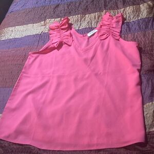 Zenana Outfitters Pink Ruffle Sleeve Blouse